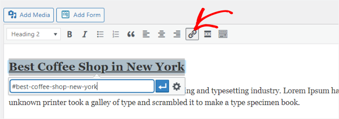 Aggiungi link di ancoraggio nel menu classico