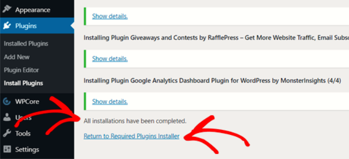 Alla installationer har slutförts