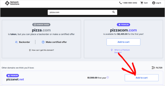 Network Solutions premium resale results