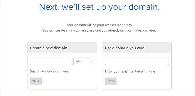 Choose domain name Choose domain name