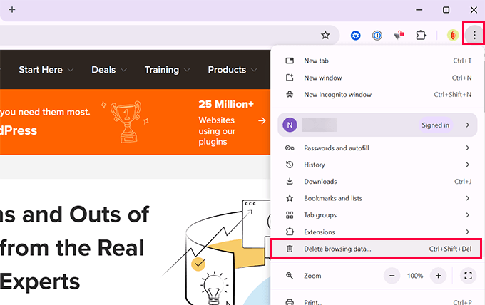 Clear cache in Google Chrome Clear cache in Google Chrome
