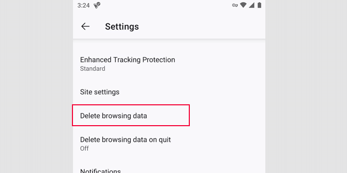 Clearing Firefox browser cache on Android