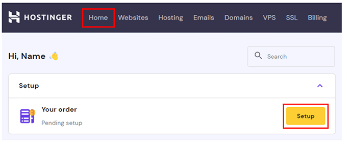Pasul de configurare Hostinger
