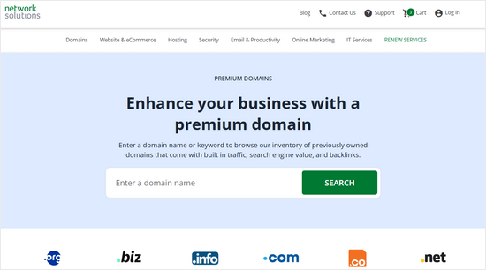 Dominios premium de Network Solutions
