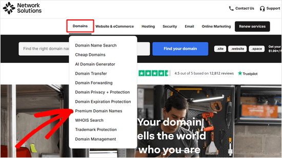 Network Solutions premium domain names