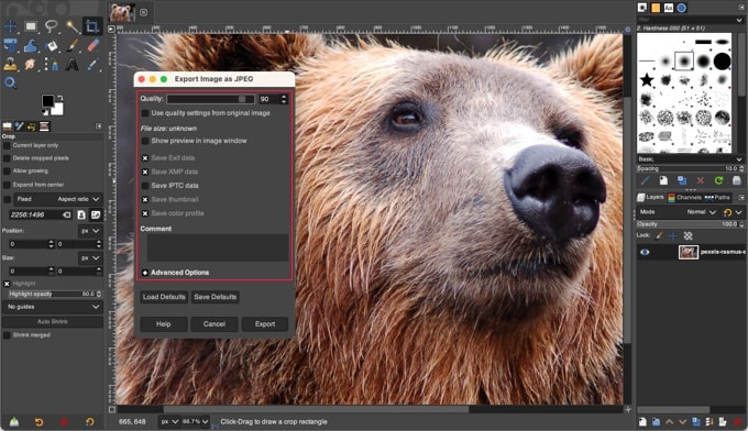 Exporting an Image in GIMP Exporting an Image in GIMP