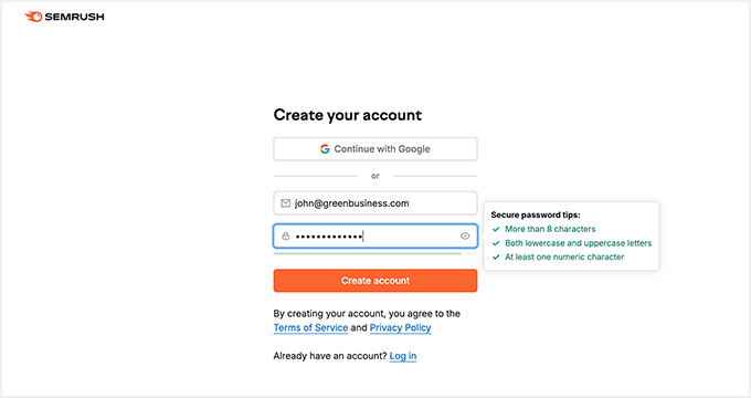 Semrush login