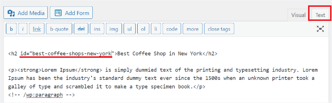 Passa alla visualizzazione di testo