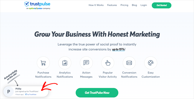 TrustPulse Social Proof Bubble TrustPulse Social Proof Bubble