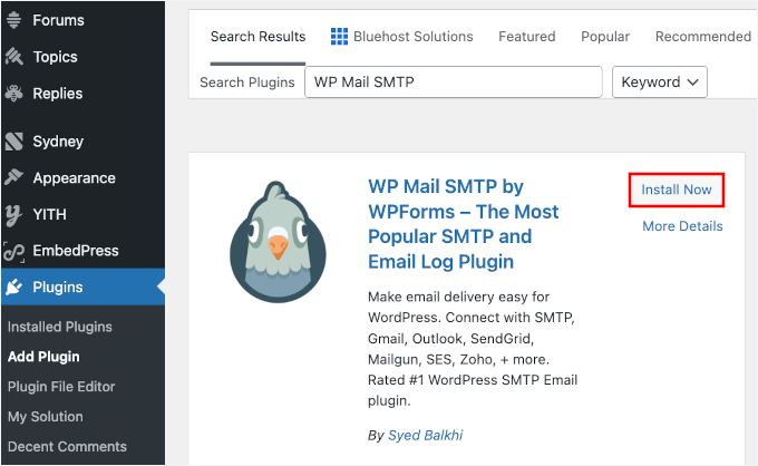 Instalarea WP Mail SMTP