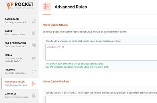Advanced caching rules Advanced caching rules