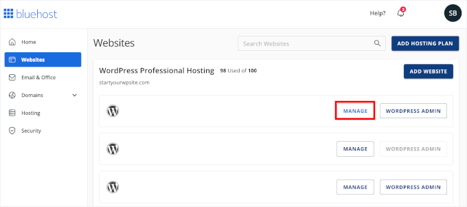 Opțiunea de gestionare a site-ului web