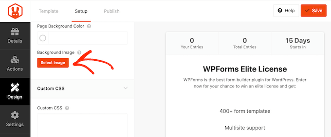 Adding a background image to a Facebook competition Adding a background image to a Facebook competition