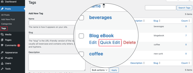 Edit a tag Edit a tag