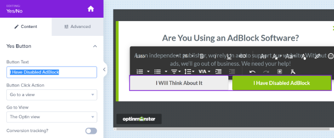 Edit button text for AdBlock campaign Edit button text for AdBlock campaign