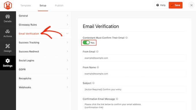 Enabling email verification for an online contest Enabling email verification for an online contest