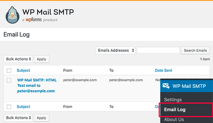 メールログのエントリ メールログのエントリ