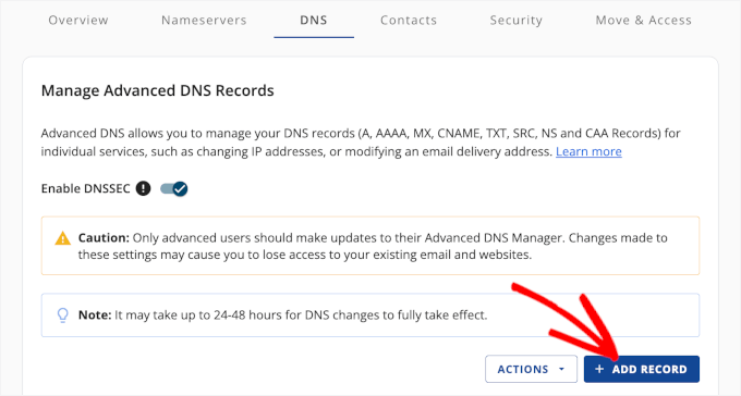Adăugare înregistrare în Bluehost