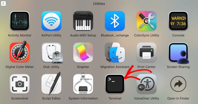 Open Terminal in Applications » Utilities