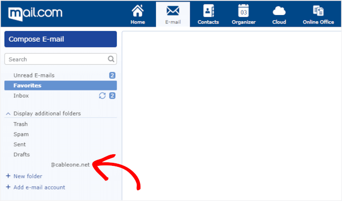 E-mail adăugat și accesibil din bara laterală