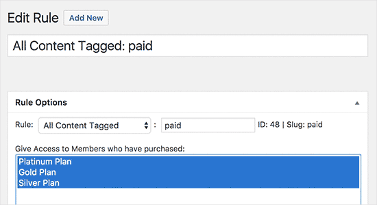 Add a rules set to MemberPress Add a rules set to MemberPress