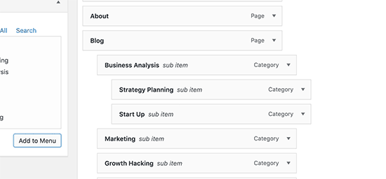 Multi level menus Multi level menus