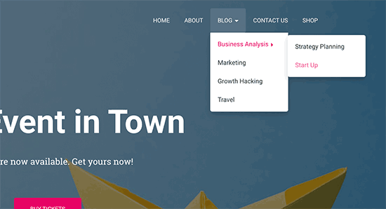 Multi-level dropdown menu Multi-level dropdown menu