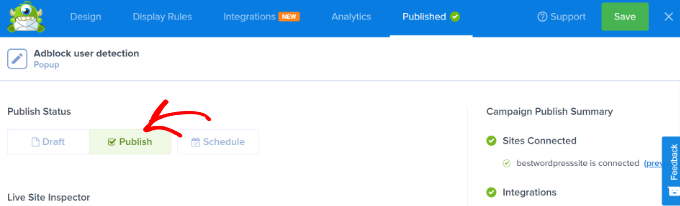 Publish your Adblock tracking campaign Publish ad blocker campaign