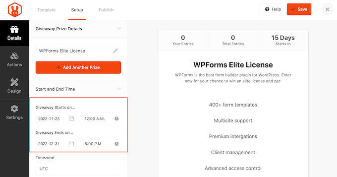 Scheduling a giveaway in WordPress Scheduling a giveaway in WordPress
