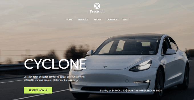 SeedProd car dealership theme