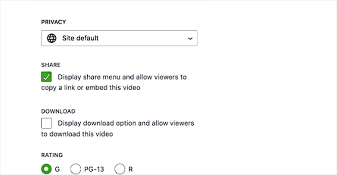 VideoPress privacy controls