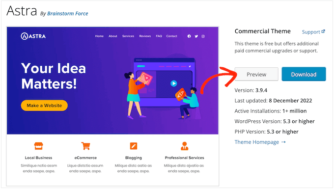 Previewing a WordPress theme Previewing a WordPress theme