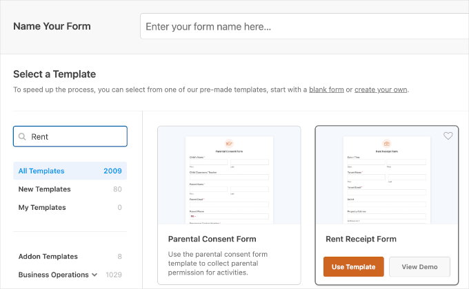Choose a form template Choose a form template