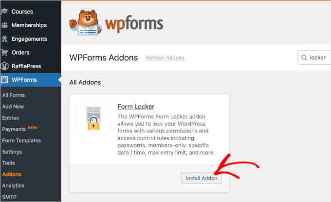 wp-wpforms-addon-formlocker Install form locker addon