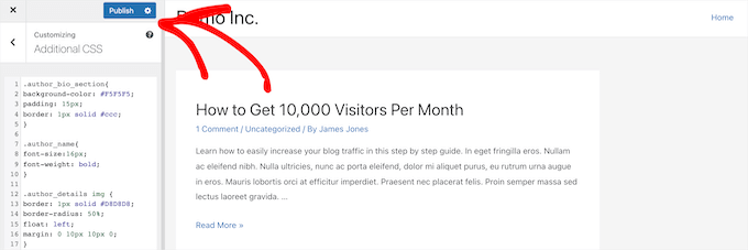 Agregar código CSS y publicar