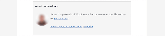 Biografía del autor después del ejemplo de código