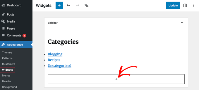 Agregar nuevo bloque de widget