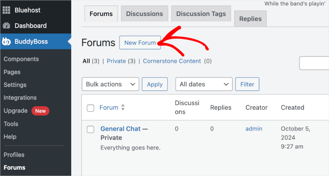 New Forum button in BuddyBoss New Forum button in BuddyBoss
