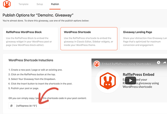 Copy the shortcode Copy the shortcode