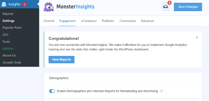 Engagement tab settings Engagement tab settings