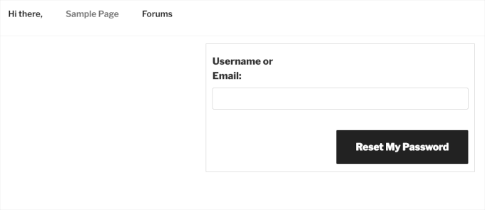 A password recovery page for a WordPress forum A password recovery page for a WordPress forum