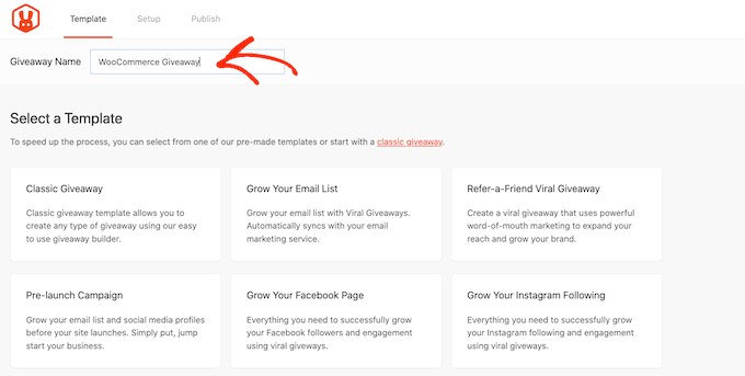 Giving your WooCommerce giveaway a name Giving your WooCommerce giveaway a name