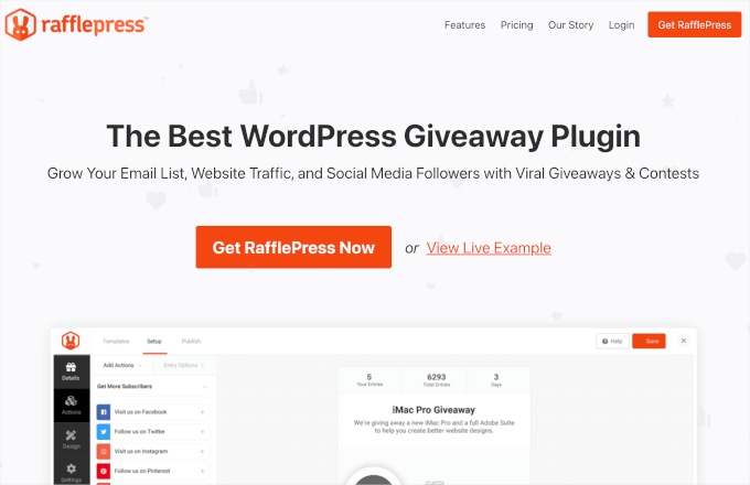 RafflePress' homepage RafflePress' homepage