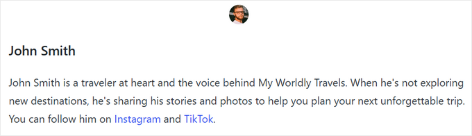 Ejemplo de cuadro de información del autor de WPCode