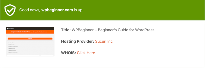 Uptime Checker Tool Result Uptime Checker Tool Result