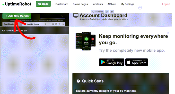 uptimerobotaddnewactivitymonitor Add a New Monitor