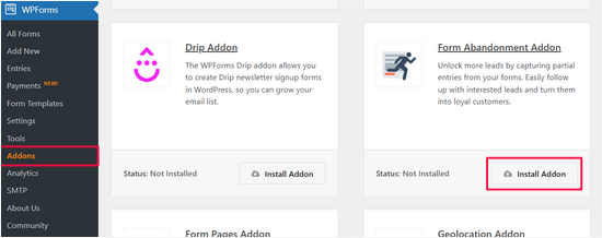 Addon de Abandono de Formularios Addon de Abandono de Formularios