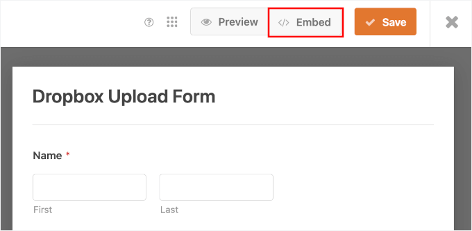 WPForms embed button WPForms embed button