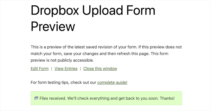 Confirmation message after form submission Confirmation message after form submission