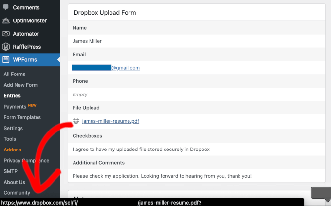 Dropbox link for the file upload Dropbox link for the file upload